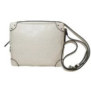 Gucci GG Embossed Shoulder Bag White Leather